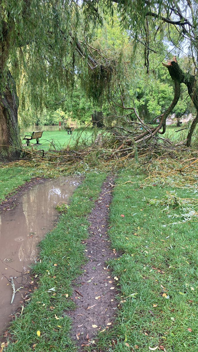 Andysin33's tweet photo. Day six of my Severn to North Sea attempt. 32 miles, 192 in total since Saturday. About 10 miles of that in dry shoes. Today's joy was a storm that blew down branches and a tree near Staines. Have had enough of the weather gods - the joke has long since worn thin. https://t.co/13WYAzWCXX