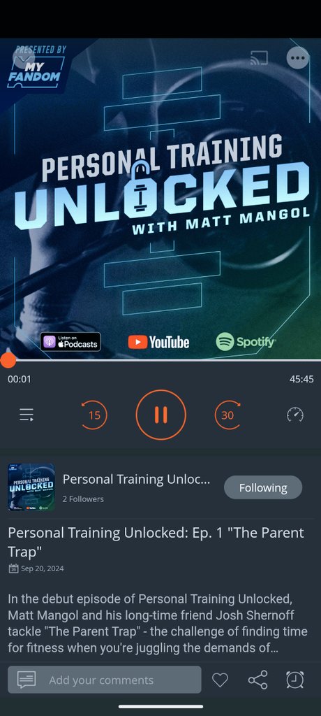 Personal Training Unlocked returned last Friday! We talked about the difficulties in balancing parenthood and fitness. How do you get going again? Where do you start? Download and be ready for Episode 2 tomorrow!
#fitness #dadlife #dadfitness #ptu #ptunlocked #myfandomapp