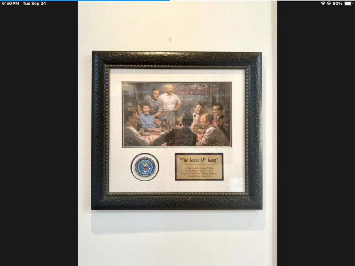 SweetResaleShop's tweet photo. amazing art piece for sale that will make a perfect gift for #Republican.   
Asking $400.
I won at auction at #GOP fundraiser. “The Grand Old Gang” is matted and framed.  Along w/ official patch of the Seal of POTUS. In excellent conditionI have more photos/ dimensions, if need https://t.co/tr9DPygUOf