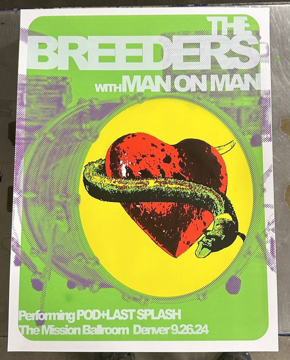 Last ‘Pod’ + ‘Last Splash’ show tonight in Denver <a href="/missionballroom/">mission ballroom</a>. Grab one of these posters designed by Special Teams &amp; printed by SWAMPco at merch - first 40 signed by band! bit.ly/BreedersTour