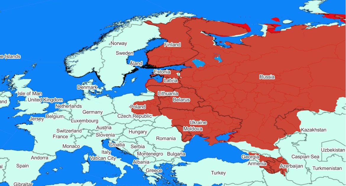 These are the borders of the Russian Empire in the mid-1850s. Only Chechens and Circassians were not under Ruzzian control 🔥🐺