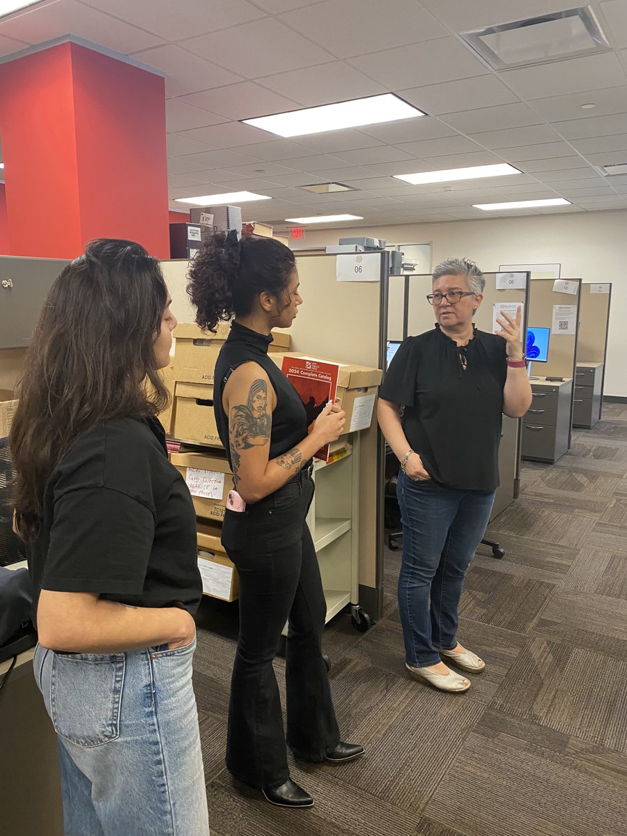Houston's three Latina archivists meet to talk about community collections! (From L to R: Carolina Villarroel, Salima Bowaniya, and Mikaela Garza Selley)

#archives #archivists #communityarchiving #LatinaArchivists #Latinas #usLdh #apprecovery #Houston #HTX