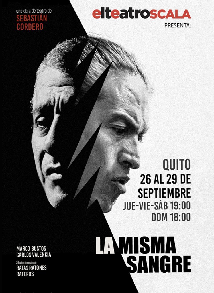 La Misma Sangre estará en <a href="/el_teatro/">El Teatro CCI</a> Scala. No les rateo: la secuela de Ratas, ratones y rateros es power. Gran trabajo del <a href="/SCordero23/">Sebastián Cordero</a> con <a href="/maustos/">Marco Bustos</a> y Carlos Valencia. Vayan y si pueden lean este remember de la peli 25 años después en la <a href="/mundodiners/">Revista Mundo Diners</a> 
👉🏽 goo.su/F1o6B