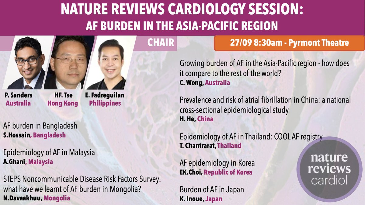 #APHRS2024 - #AFib Session
🗓️27/09 at 8:30am 📍Pyrmont Theatre

🌏✨ Join us for an insightful session on #AFib Burden in the Asia-Pacific Region 🫀 Discover how prevalence of #AFib statistics have changed in this region after the combined efforts of national registries!