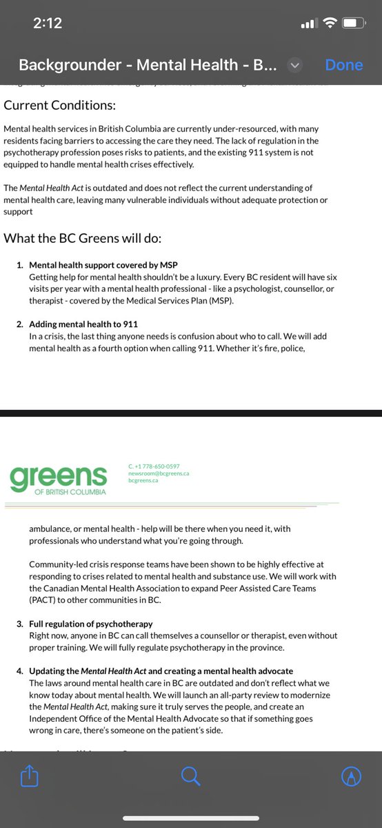 Jillyoli's tweet photo. The @BCGreens just released a great mental health platform, which includes adding a mental health option to 911 and 6 appointments with a psychologist covered under MSP: https://t.co/OVI4JwOs0S