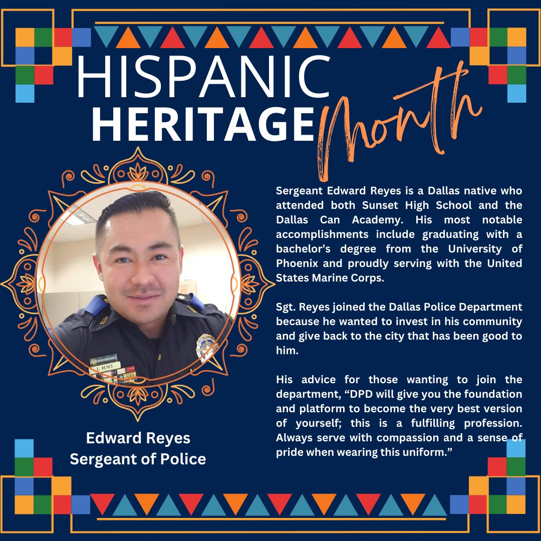 This Hispanic Heritage Month, we are proud of the contributions of our members that have helped shape our department, neighborhoods, and city. #DallasPD #HispanicHertiageMonth