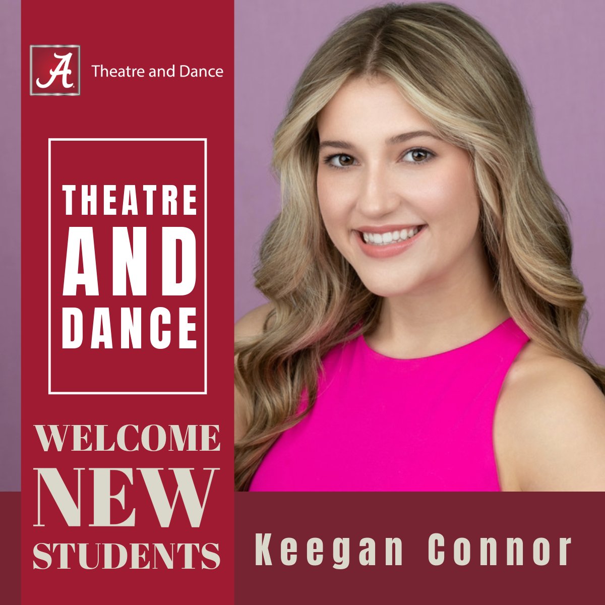 Welcome Keegan Connor to The University of Alabama! Pursuing a BFA in Theatre with a Musical Theatre focus, she’s performed in 30+ musicals &amp; was crowned Miss Indiana's Teen 2023. A singer-songwriter with 100k+ Spotify streams, she founded Keegan Cares to promote body positivity.