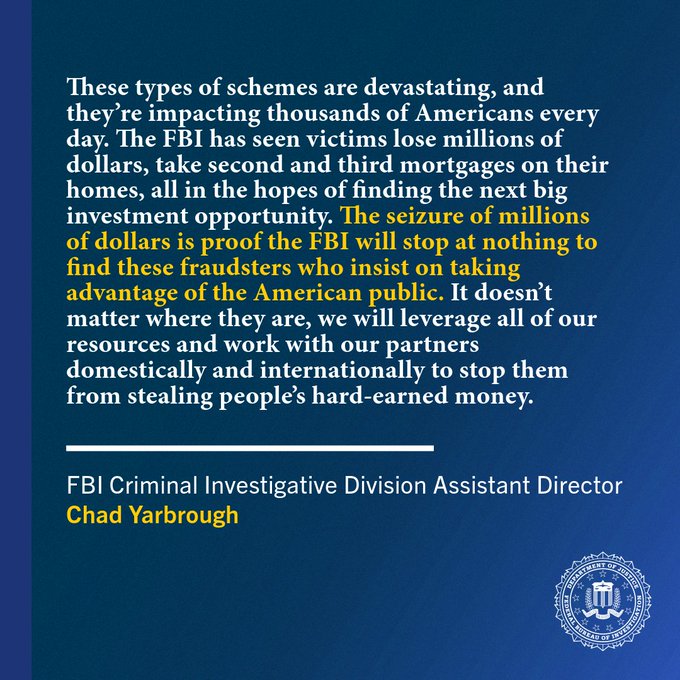 Quote from FBI Criminal Investigative Division Assistant Director Chad Yarbrough. Read the full quote through the link. 