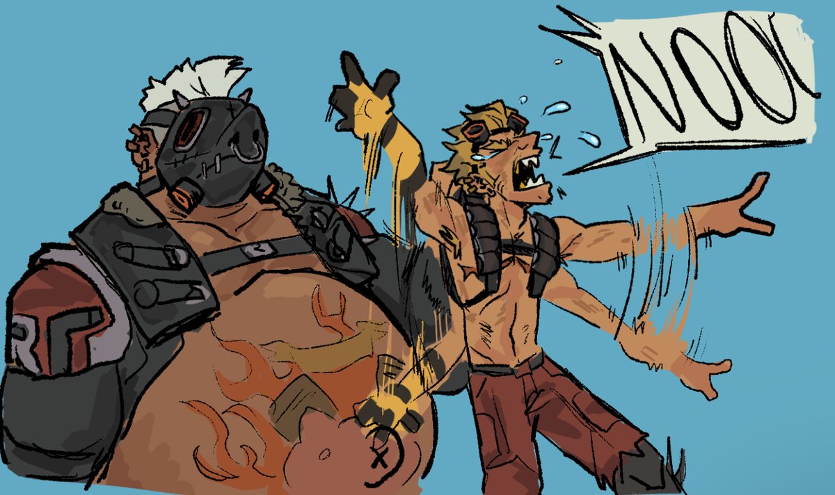 sockensuppee's tweet photo. If these two wver join overwatch, trust junkrat will be forced to shower https://t.co/F9RpPo5nzD