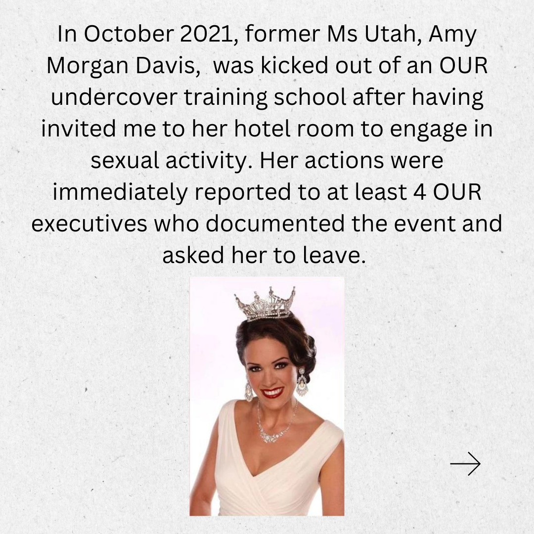 TimBallard's tweet photo. It breaks my heart to have to do this. I have waited almost a year to share this truth, hoping these lying women would come to their senses . But they have not. 

It’s hard to imagine that anyone, especially a former Ms. Utah, would lie and thus seek to destroy an innocent family and sue to take for herself sacred donor dollars reserved for the rescue of sexually abused children.

But this is, in fact, what Amy Morgan Davis has done, and the proof is rock solid.

We have no choice but to sue her for her evil acts against innocent people and children. 

See link in bio for the entire lawsuit filing and the actual text messages (as extracted forensically via Cell Brite software) /1