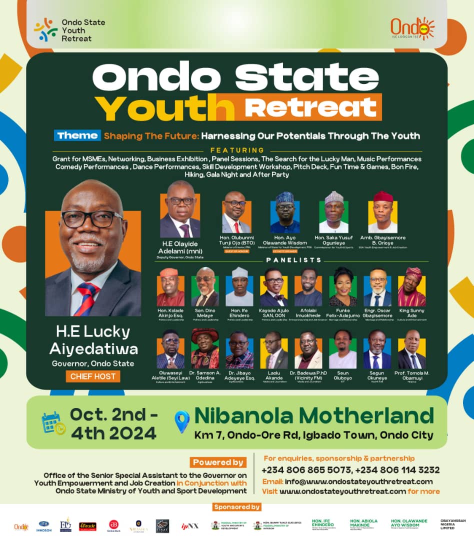 Are you still casting doubts about attending this mind blowing Ondo State Youth Retreat?
 This is a  game-changer! The Governor <a href="/LuckyAiyedatiwa/">Lucky Orimisan Aiyedatiwa</a>  will be hosting many exceptional business owner, career men and women who are doing well in their chosen fields.