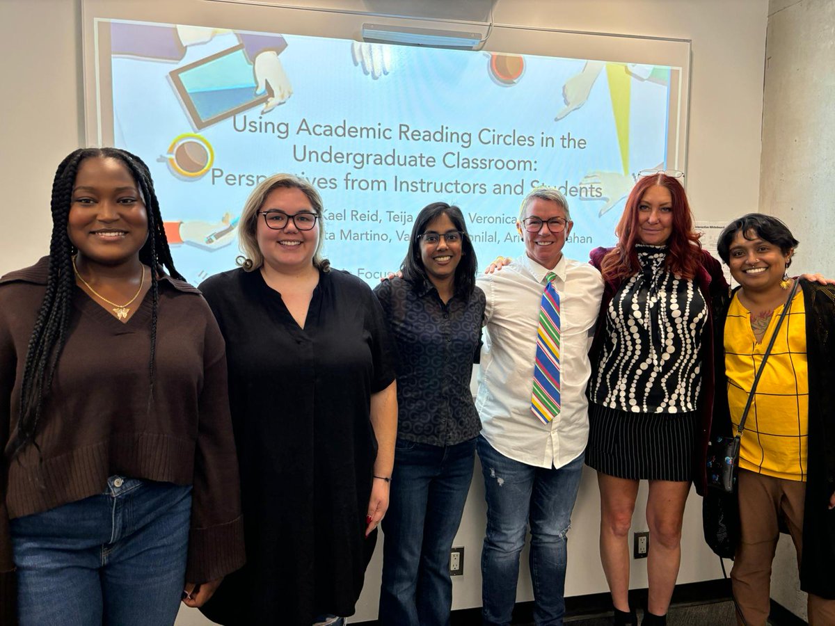 Huge thanks from Dr. Kael Reid to Teija, Margherita, Vanessa, Veronica, and Ari for collaborating on the presentation, "Using Academic Reading Circles (Seburn, 2016) in the Undergraduate Classroom: Perspectives from Instructors and Students." Awesome. #teachinginfocus