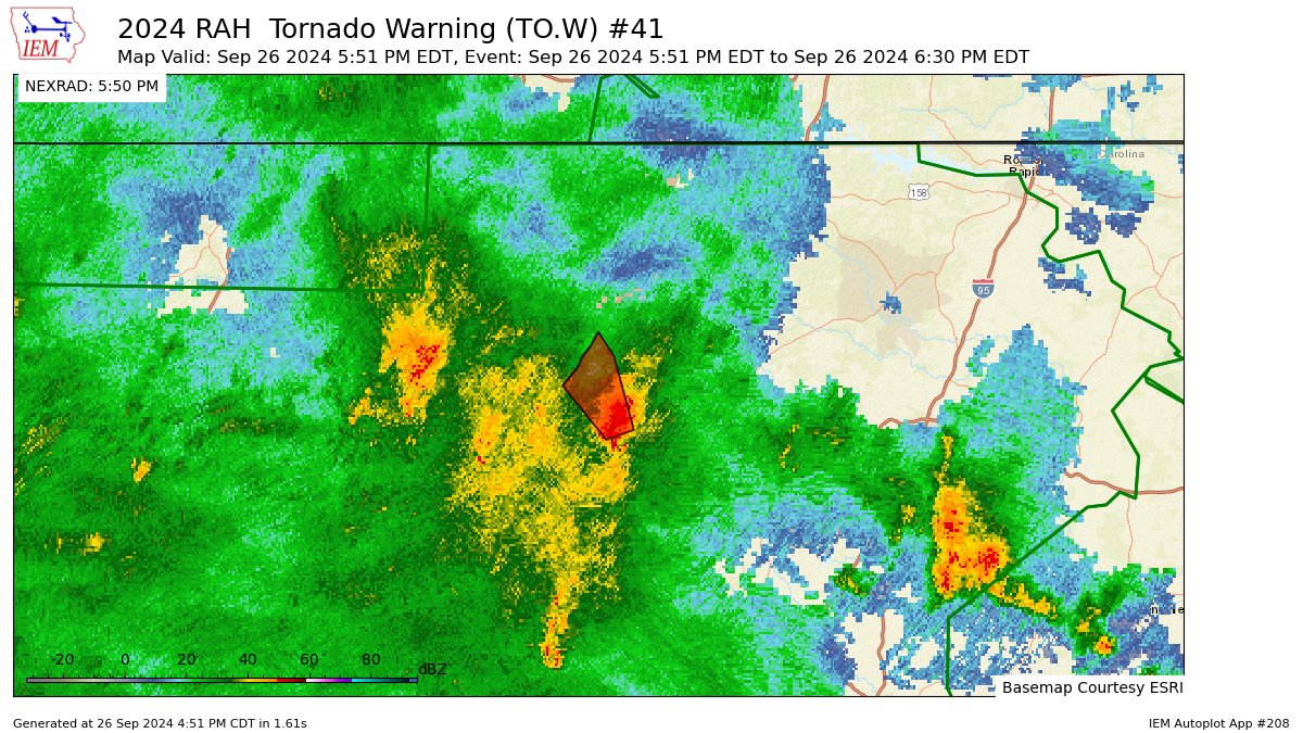 wxbrad's tweet photo. RAH issues Tornado Warning [tornado: RADAR INDICATED, hail: <.75 IN] for Durham, Granville, Wake [NC] till 6:30 PM EDT https://t.co/ptDfr838aL https://t.co/eYDeQyEhuY
