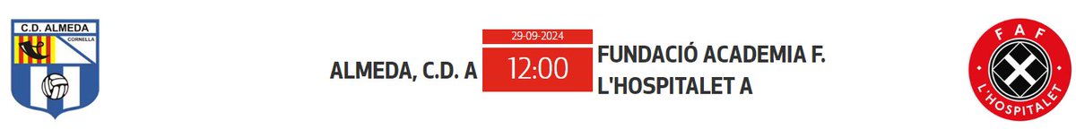 #FutbolCornella #2cat3 J2 ⚽️

🔵⚪️El <a href="/CD_ALMEDA/">CD ALMEDA</a> busca sumar los tres primeros puntos en casa contra la FAF L'Hospitalet que perdió su primer partido por 4-2.

Después de lo acontecido este fin de semana pasado, será bueno dedicar la victoria a #MamadouMouctar💪