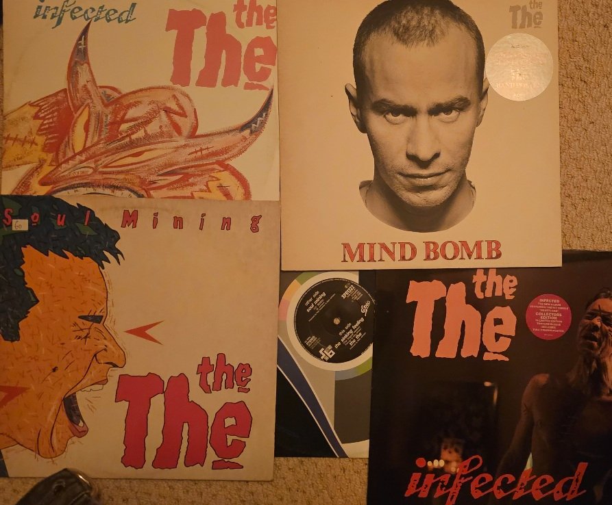 Even got the vinyl out 😎🤣
<a href="/thethe/">THE THE</a>
Memories:
acquired promo "Soulmining" with the extra track "Perfect" in a record shop in Paris
Bought the torture sleeve "Infected" LP on day of release 11/86
Admired my "Mind Bomb" band poster, saw that incarnation Bradford St George's '89