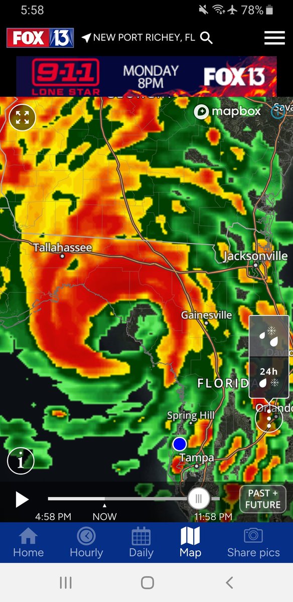 MikeG7799's tweet photo. @PaulFox13 Skytower app has it going in around Cross City. https://t.co/oFemi5f4Rh