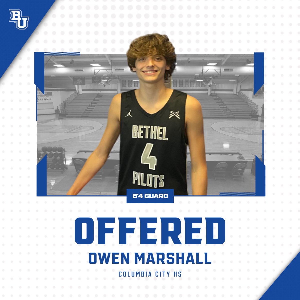Owen Marshall (@owen_marsh2026) on Twitter photo After an amazing visit with Coach Drabyn and the Bethel staff, I am blessed to receive an offer from Bethel University!!!
<a href="/CoachColeCarder/">Cole Carder</a> <a href="/bupilotsmbb/">Bethel Pilots Men's Basketball</a> <a href="/sdrabyn/">Steve Drabyn</a> <a href="/bbCoachShew/">Michael Shewmaker</a> <a href="/CC_EaglesBB/">CC Eagles Basketball</a> <a href="/zach_latham2018/">Zach Latham</a> <a href="/bloomke3023/">Kevin Bloom</a> After an amazing visit with Coach Drabyn and the Bethel staff, I am blessed to receive an offer from Bethel University!!!
<a href="/CoachColeCarder/">Cole Carder</a> <a href="/bupilotsmbb/">Bethel Pilots Men's Basketball</a> <a href="/sdrabyn/">Steve Drabyn</a> <a href="/bbCoachShew/">Michael Shewmaker</a> <a href="/CC_EaglesBB/">CC Eagles Basketball</a> <a href="/zach_latham2018/">Zach Latham</a> <a href="/bloomke3023/">Kevin Bloom</a>