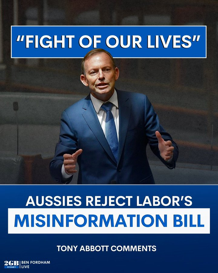 MisinfoFact's tweet photo. In a unsurprising turn of events, Tony Abbott is against the government stopping the spread of misinformation. #auspol https://t.co/OvhsnvPLPE
