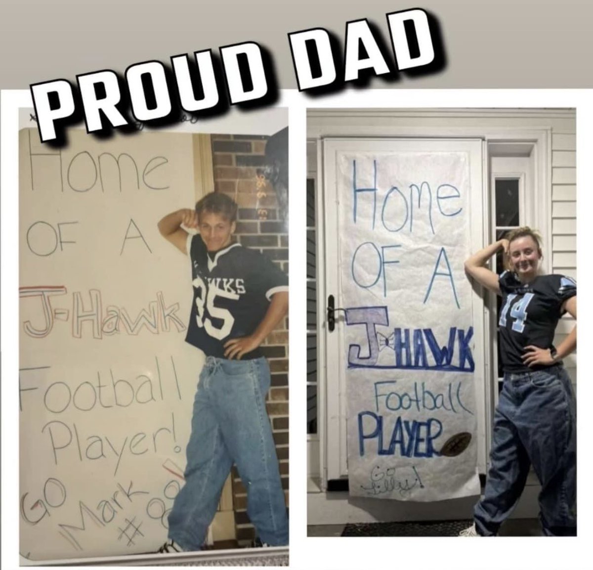 The Westside continues to run deep! This on the left is 98’ Jefferson grad Mark Ulrich and the right is our very own Kicker Lily Ulrich taking after her Pops place kicking for Jefferson almost 30 years later! Stuff like this only happens when you bleed blue! <a href="/Lilly_541/">Lilly Ulrich</a>