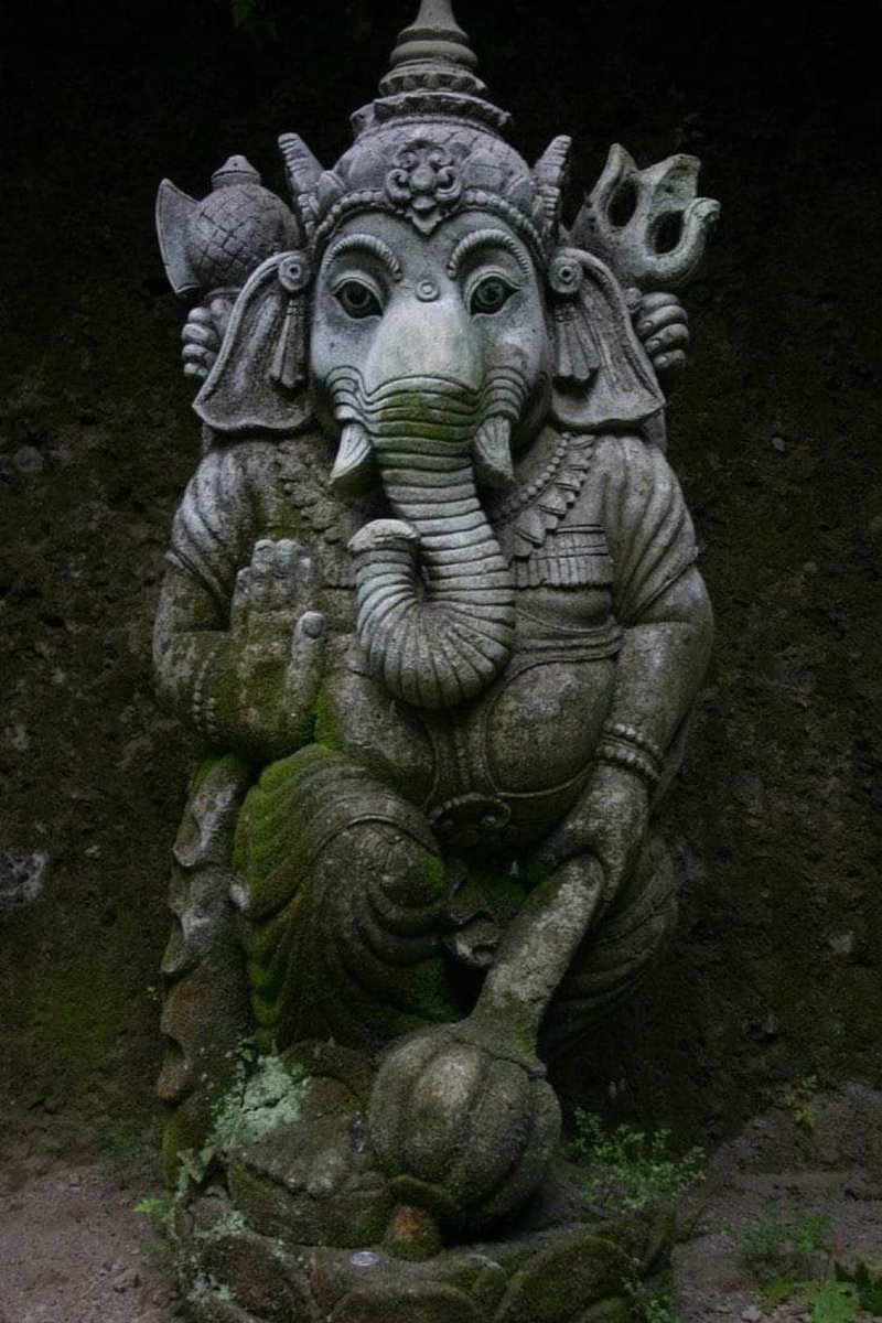 See this 12th century Ganesha idol.

A mace in one hand, a trident in the other and an axe in the third.

On Ganesh Chaturthi, devotees of Shri Ganesha worshipped this roop and used to take out processions with mace, trident and axe.

It is unfortunate that because of the wrong