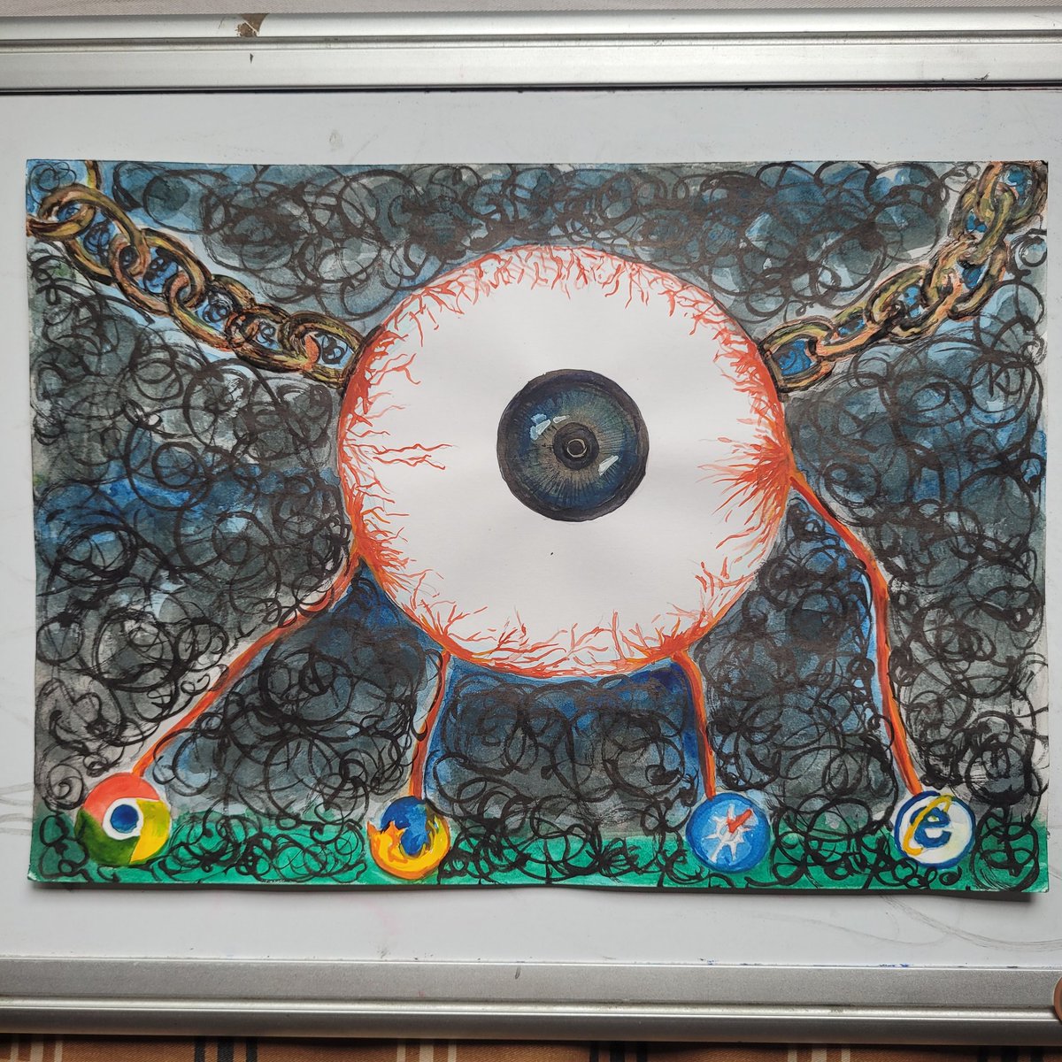 NandiBora's tweet photo. This piece is titled Dark Web.
Elucidates how we are hooked to the digital world.
#abstractart #ai #software #web #improvisingversatility https://t.co/zSXH3FvcyX