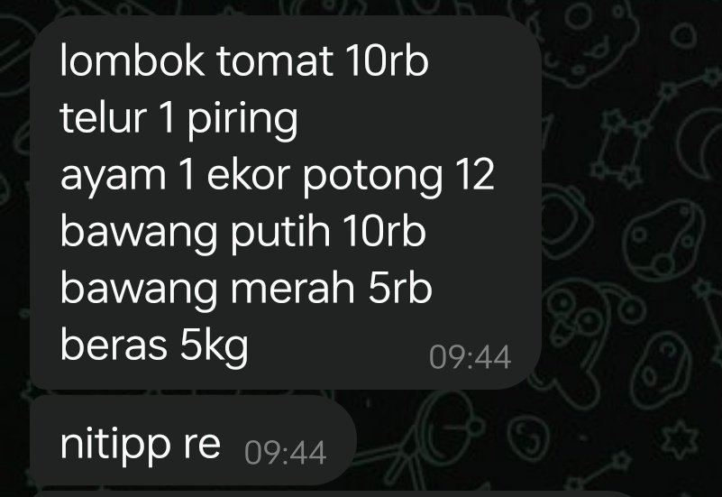 sluticsz's tweet photo. emang boleh chat gua jadi catatan belanja gini? https://t.co/07Uz5Dh7Oj