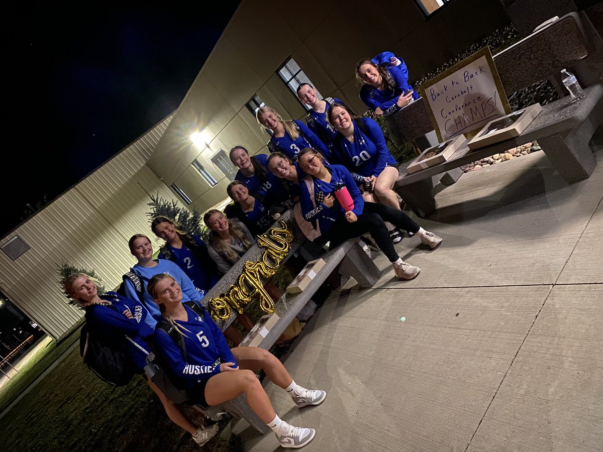 The Huskies sweep the Hawks on the road and close out Cornbelt Conference play with a 7-0 record and earning them back to back Cornbelt Conference championships! #GoHuskies #roadwarriors #cornbelt #champs #backtoback