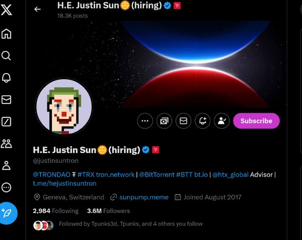 Tpunks_official's tweet photo. Day 10 of my mission to see @justinsuntron rock his Tpunk as his profile pic! 🎉 The #Tron community is rallying behind this let's keep the momentum going strong! 💪 #Tpunks #Trx #Sunpunk https://t.co/VEmZLSMJN6