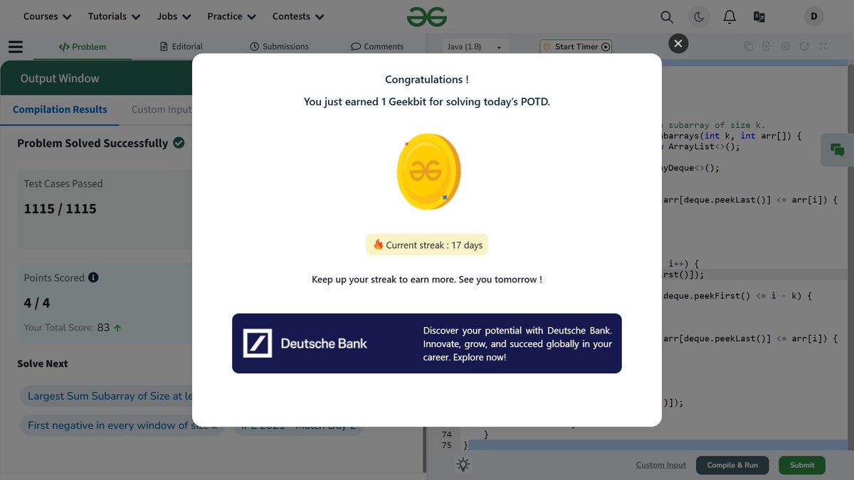 DevashishShaky's tweet photo. Day 17 of 21 days challenge #geekstreak2024 powered by #DeutscheBank. Solved the question before going to office. Below is the solution in java. https://t.co/GcVwypb0S6