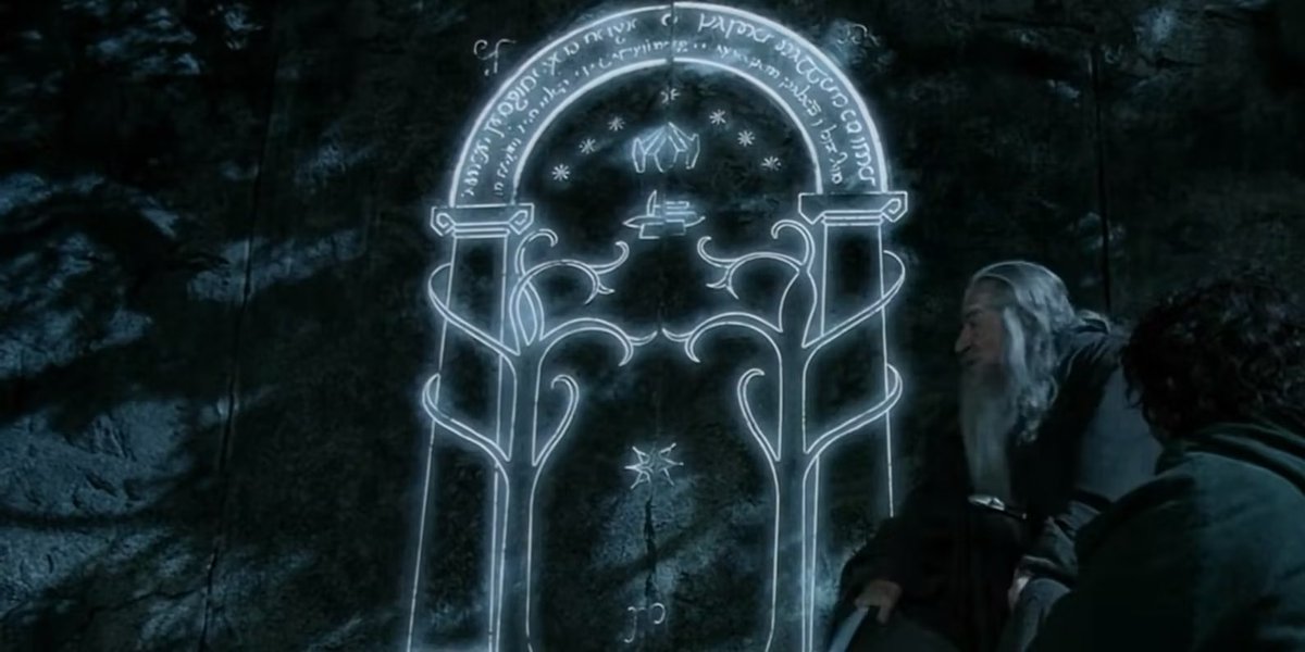 MetroidGoblin's tweet photo. @ladyofIight @elvenrings @calmerrin My only hope that he comes is this door. Which is “Lord Durin’s” which needs to be opened by speaking the ELVISH word for friend. But we shall see. https://t.co/6J5NcNLyCd