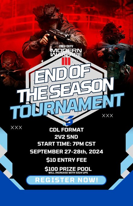 vetnd0's tweet image. Everyone is registered all payments are in!!! 150$ POT GOOD LUCK TO ALL TEAMS Tomorrow at 7pm CT!!
#CODagent #sndtourney #amature #challenge #codmw3