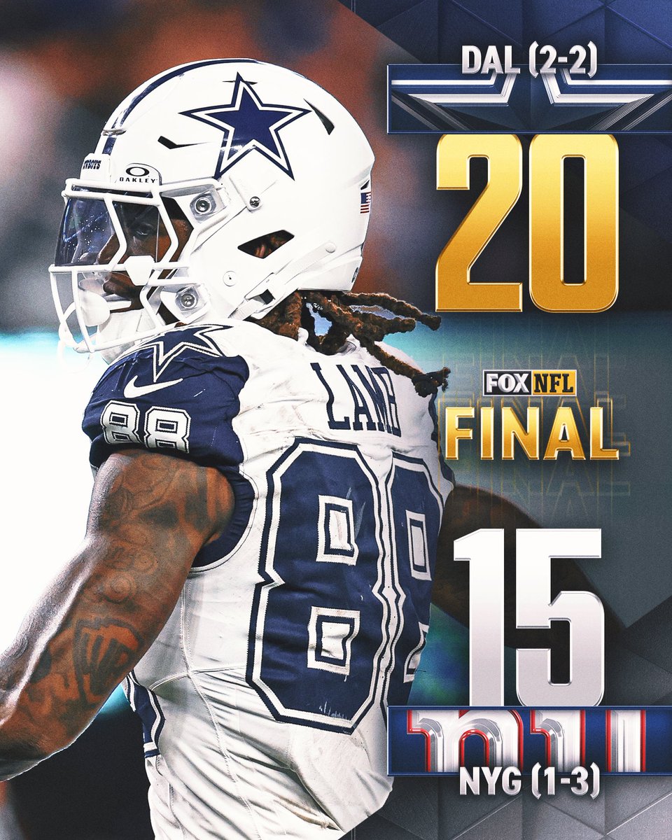 NFLonFOX's tweet photo. The @DallasCowboys outlast the Giants and improve to 2-2 🤠 https://t.co/IjNiXS9bYm