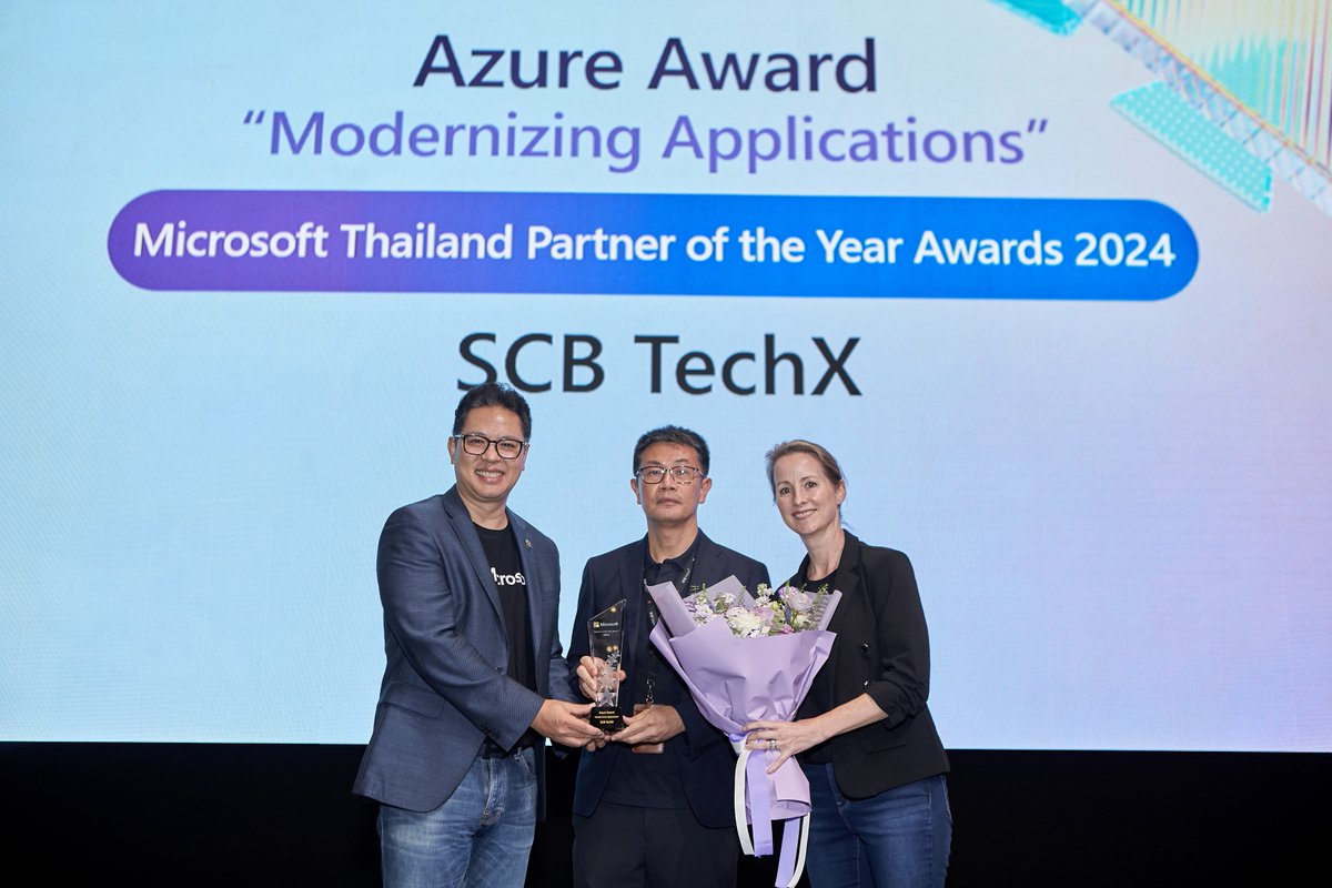 SuccessChTv's tweet image. SCB TechX คว้ารางวัล “Azure Award” จากเวที Microsoft Thailand Partner of the Year Awards 2024 พร้อมขับเคลื่อนองค์กรสู่บริษัทเทคโนโลยีชั้นนำในภูมิภาค 

successchannel.co/post_news?post… 

#SCBTechX
#AzureAward
#MicrosoftThailandPartneroftheYearAwards2024