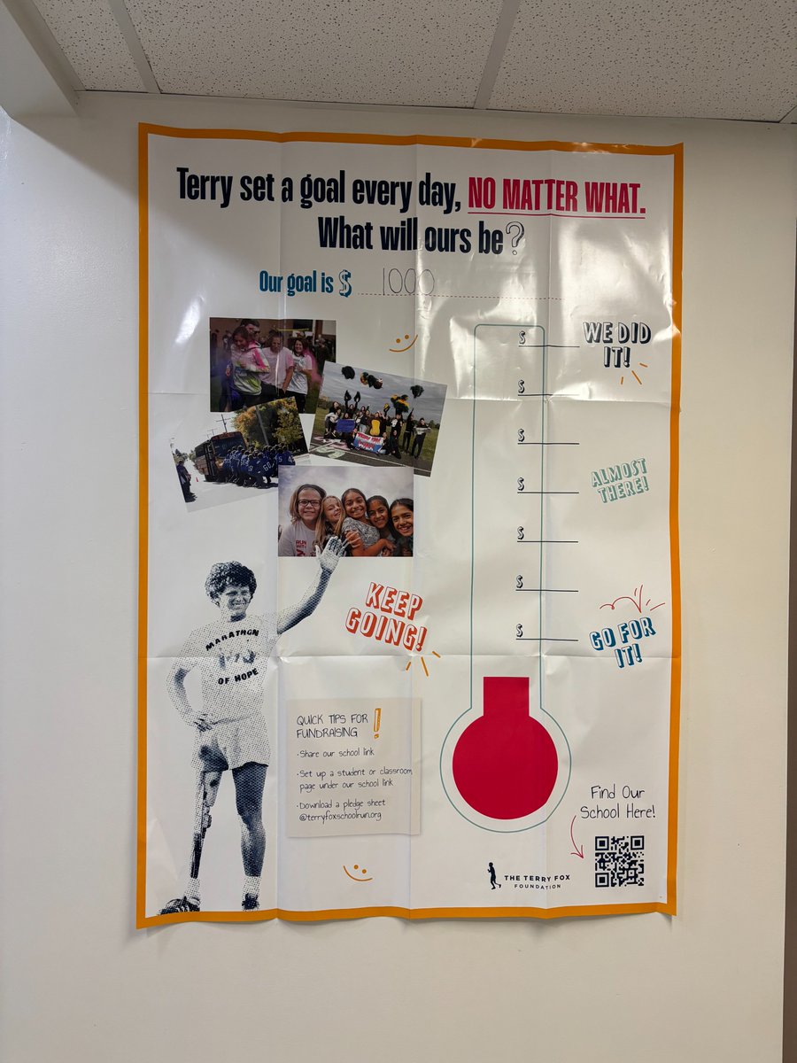 Congratulations, Falcons, on doubling our school goal of $1, 000 for the Terry Fox fundraiser.  We raised $2,000 for this amazing cause.  Every year, we are all inspired by the legendary and heroic  Canadian, Terry Fox.  Thank you to all the families who donated!