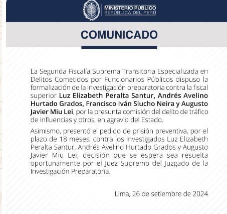 AlonsoRamosG's tweet photo. Último. Fiscal supremo Alcides Chinchay pide 18 meses de prisión para Andrés Hurtado "Chibolin", Elizabeth Peralta y Javier Miu Lei a falta de poco para vencerse plazo de detención preliminar para animador de televisión. A Iván Siucho no lo tocan. #OcurreAhora @atv_noticias https://t.co/9lIhGV6Y4J