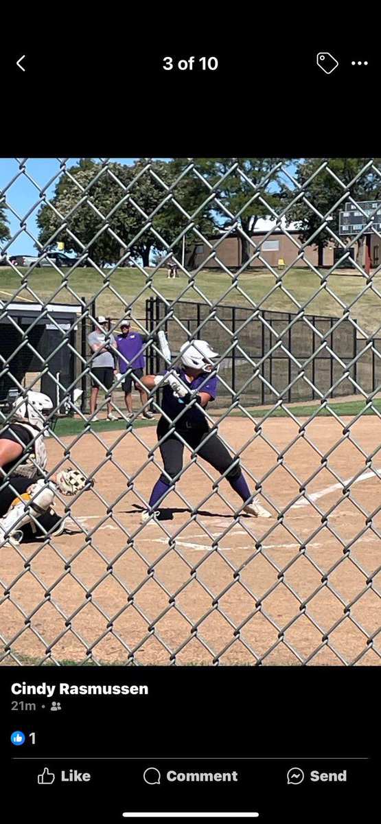 Congrats to our former softball player, Morgan Rasmussen! She got her first college at bat today, she got an RBI Double!