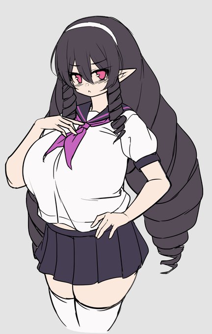 ラフ色案、ドリルといえば金髪だけど黒もありかな 