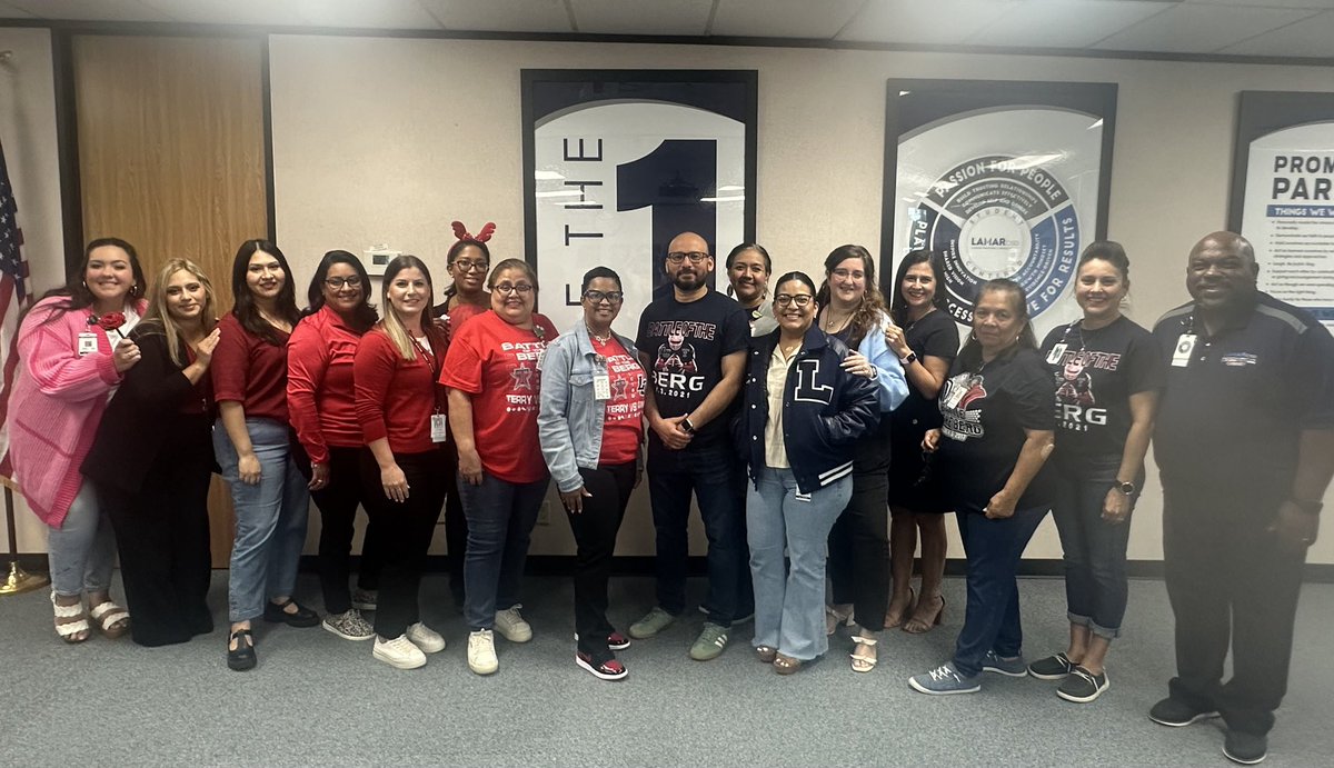 DrJYAndrews's tweet photo. Learned all about the “Battle of the Berg” today and how serious this rivalry is amongst our @LamarCISDHR team! Good luck to both teams tomorrow! https://t.co/WWWzCPlxFg