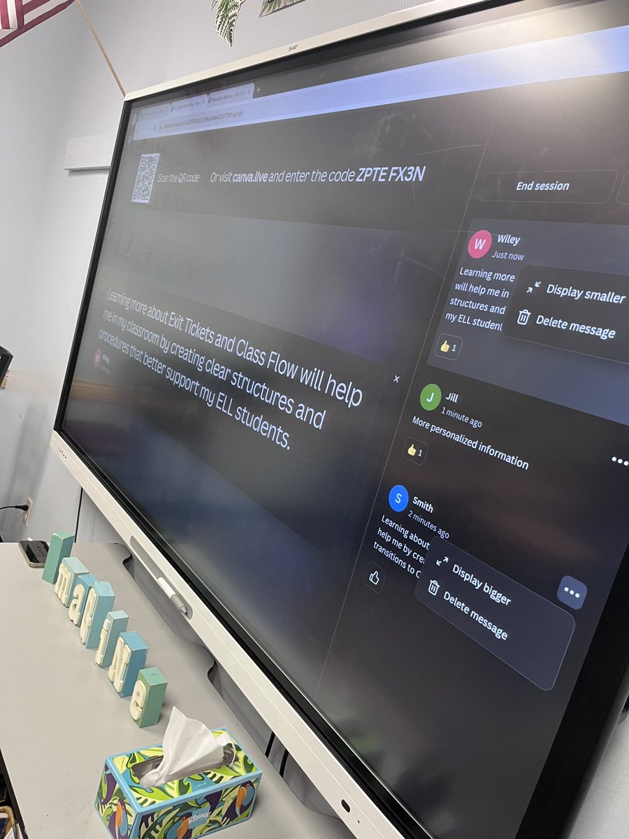 MsMaysClass's tweet image. Just wrapped up a successful exit ticket PD using @CanvaEdu live and student choice boards! 🎉 Our participants loved it! Thrilled to see such enthusiasm for innovative teaching! 🌟 #InTheWork