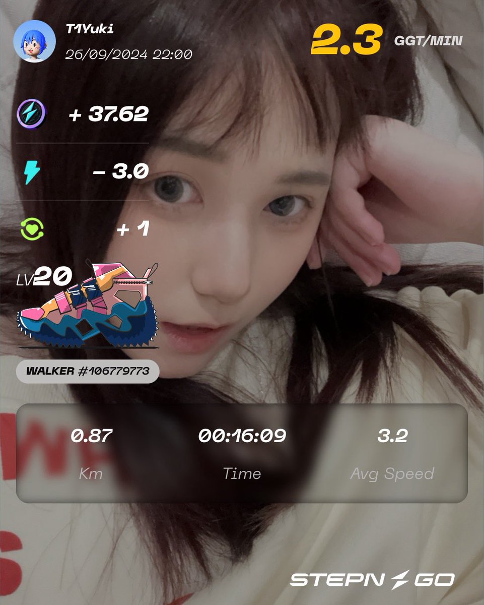 0xYukiRabbit's tweet image. 昨晚吃完饭散散步(｢･ω･)｢
然后把饭钱赚回来😋
@Stepnofficial 
#stepngo #GGT