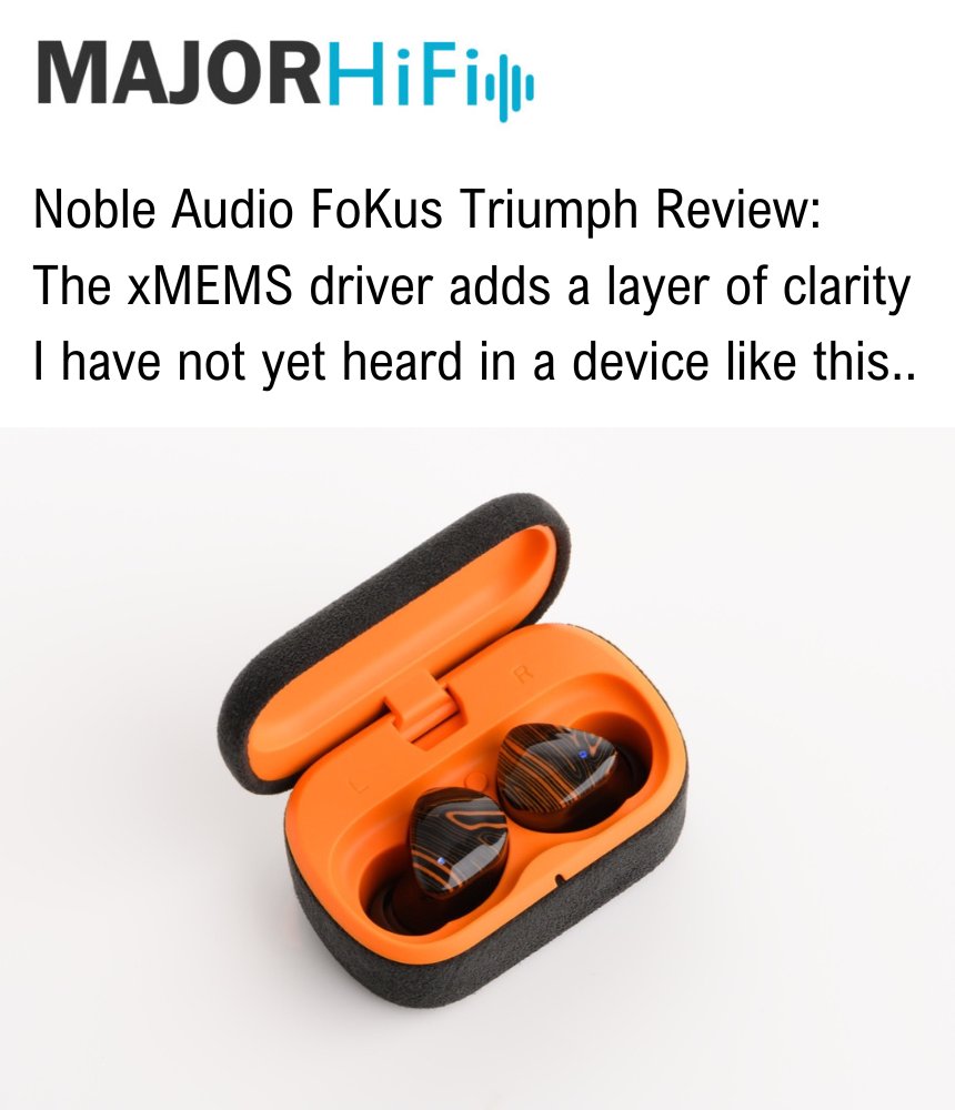xMEMSLabs's tweet photo. Check out the review of the Noble Audio FoKus Triumph, premium #TWS #earbuds, featuring xMEMS’ solid-state, all-silicon #MEMS speakers on MajorHifi!

https://t.co/1qAtwg2XGg

Stay tuned for more innovative solutions powered by xMEMS.

#microspeaker #audio #consumerelectronics https://t.co/xWy4GSU3C4