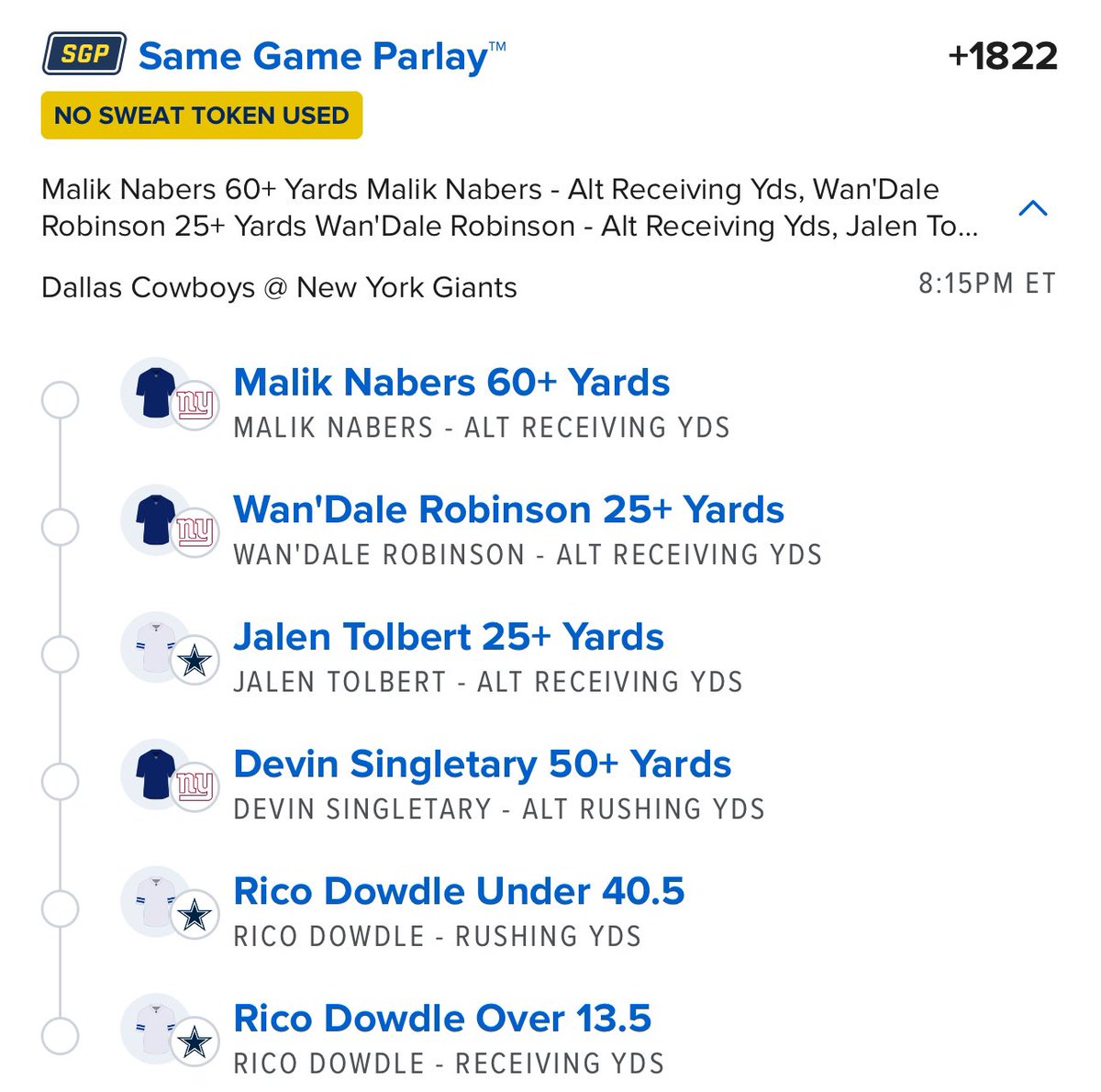 2AMSlips's tweet photo. My No Sweat bet for TNF💸

#NFL #fanduel #parlay https://t.co/06s3Ssk0LR