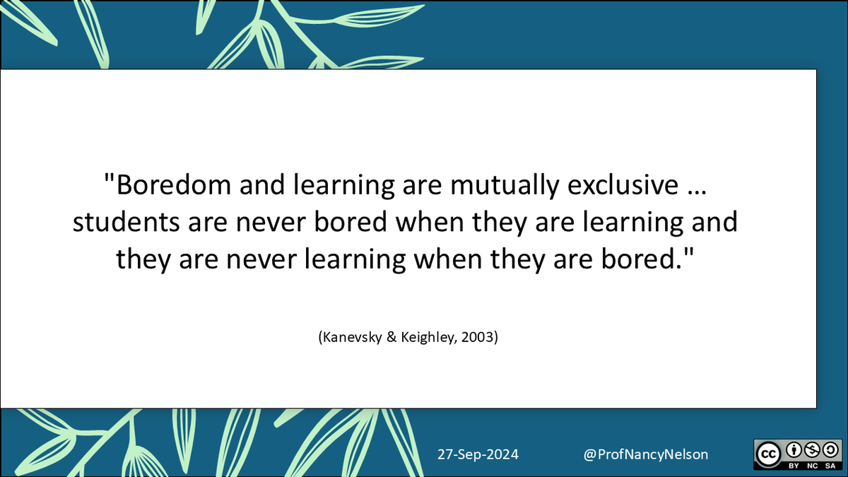 Yesterday I overheard a student talking about one of their classes. They referred to is as “coma-inducing”. It reminded me of this statement I read in a paper many years ago …