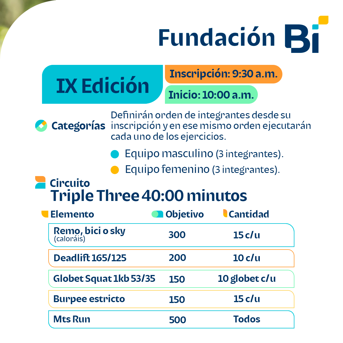 bi_fundacion's tweet photo. ¡Prepárate para un nuevo reto! 💪🏅
Te invitamos a la IX Edición del Endurance Challenge, donde pondrás a prueba tu resistencia y condición física. Esta vez, la competencia tendrá: remo, bike, sky, Deadlift, Globet Squat, Burpee estricto y una Mts Run . 🏃‍♂️🚴‍♂️🚣‍♀️ https://t.co/JCItIEfrPV