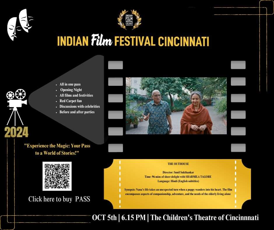 Our centerpiece, "Outhouse" starring <a href="/Sharmila_Tagore/">Sharmila Tagore</a>  directed by <a href="/sukthankar_s/">Sunil Sukthankar</a> 

Follow Nana, Aadima, and a mischievous puppy on a heartwarming journey through life, love, and companionship.

📅Oct 5, 6:30 PM at The Children's Theatre of Cincinnati
🎟️@ vibrnz.com/event/indian-f…