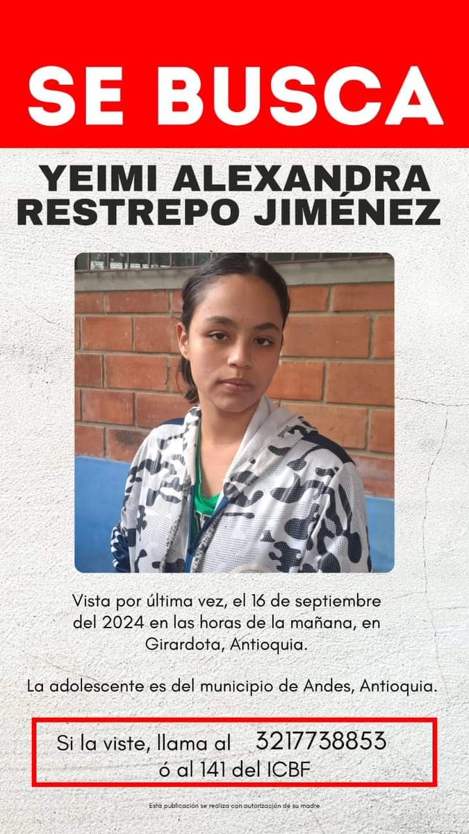 calleseee's tweet image. Estamos buscando a Yeimi Alexandra Restrepo Jiménez. Por favor difundamos 👇🏽