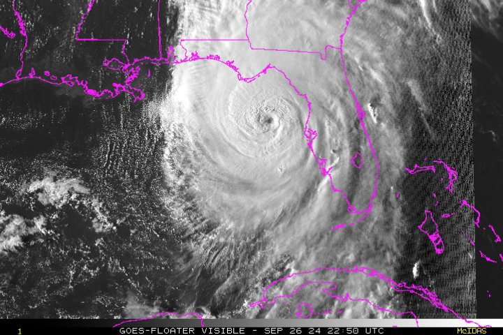 Unbelievable satellite imagery of Major Hurricane Helene as the sun goes down. Pressure down to 945mb. For reference Ian was 941mb. Still has time over water. spaghettimodels.com