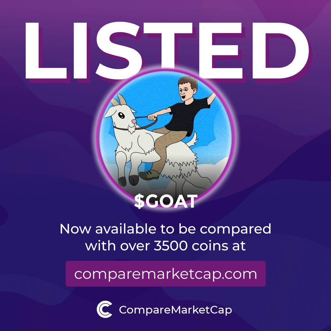 CompareMarketCap (@comparemcap) on Twitter photo $GOAT is now listed on comparemarketcap.com/coin/goat-eth!
📈$1.3M
💸$0.0013
Check GOAT on:
Website: goatonether.com
X: <a href="/GOATonETHER/">$GOAT ON ETH</a>
Telegram: t.me/goatportaleth $GOAT is now listed on comparemarketcap.com/coin/goat-eth!
📈$1.3M
💸$0.0013
Check GOAT on:
Website: goatonether.com
X: <a href="/GOATonETHER/">$GOAT ON ETH</a>
Telegram: t.me/goatportaleth