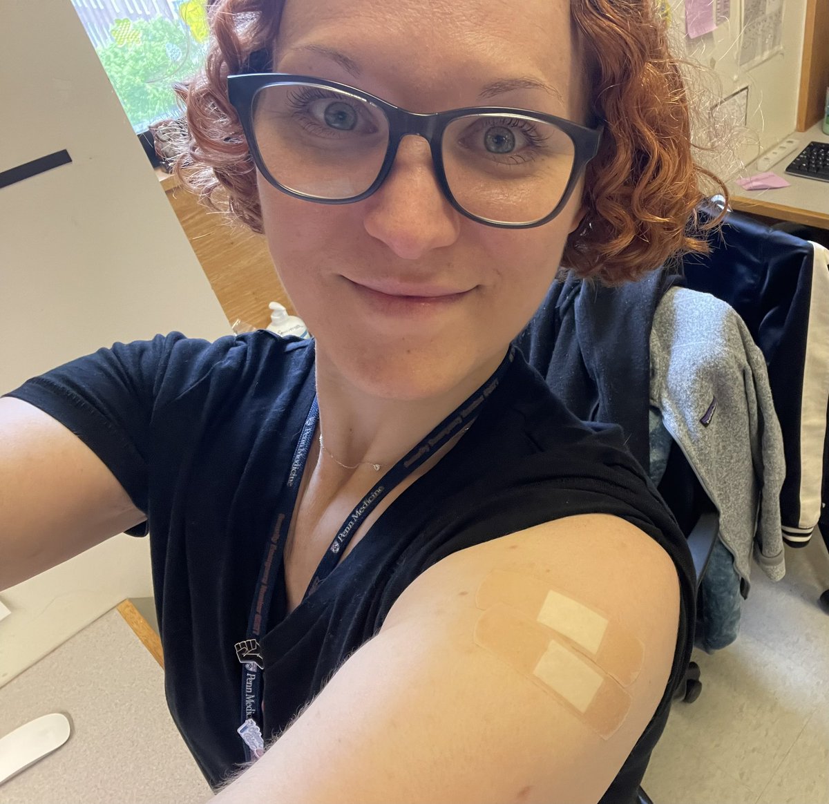 NoaErlitzki's tweet photo. I’ll show you mine if you show me yours 😜 YOUR FLU & COVID VACCINE PICS, of course! Got mine last week. I #RideTheSHOTWAVE because as a scientist, patient, and future doctor, I know how important it is to protect myself & others. @DrsMeena #SHOTWAVE https://t.co/78hXOu7u8U