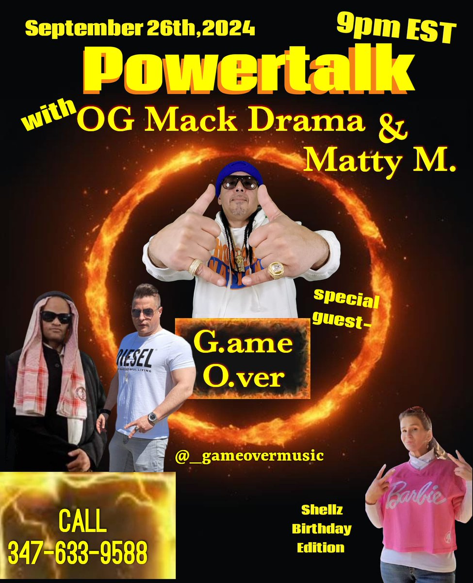 MattyManagement's tweet photo. Tonight at 9pm Est. POWERTALK With OG Mack Drama & Matty M.
With Special Guest Game Over.
@Powertalk_w_og @mackdrama1017 @MattyManagement
#POWERTALKWithOgMackDramaandMattyM
#OgMackDrama #MattyM https://t.co/KH9tTjmmxp